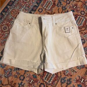 Time and Tru White Distressed Denim Shorts